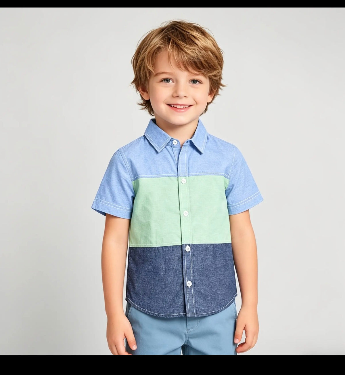 Color Block button-down shirt