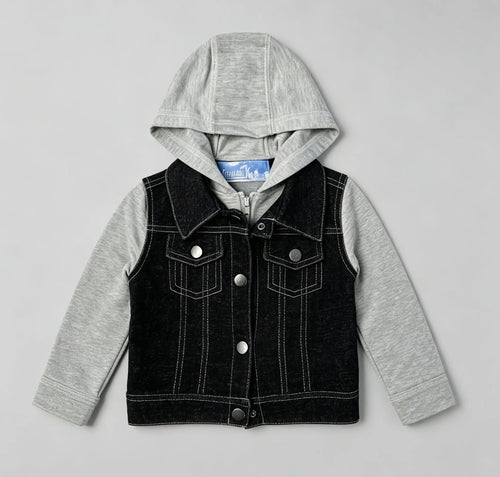 Black-Gray Denim knit jacket