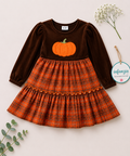 Brown Faux Velvety Ruffle Dress