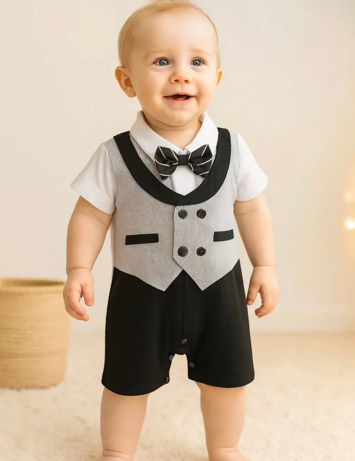 Baby Boy Tuxedo Romper