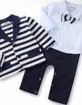 Blue stripes- Tuxedo Romper