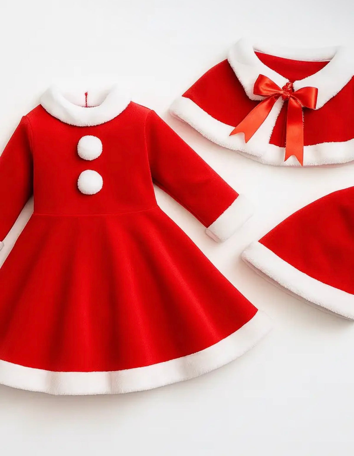 Red-White 3 piece girl Santa outfit
