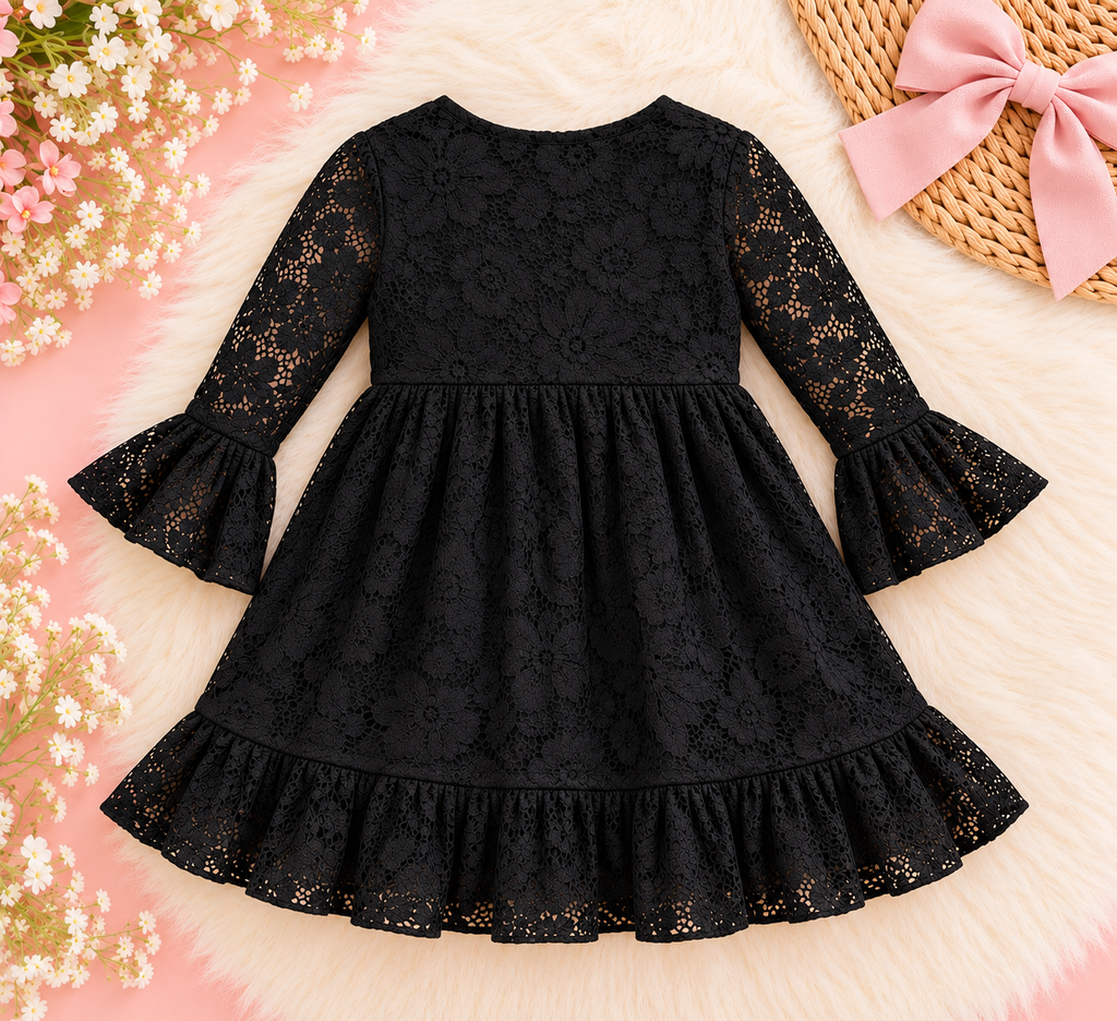 Black Poet sleeve lace dress