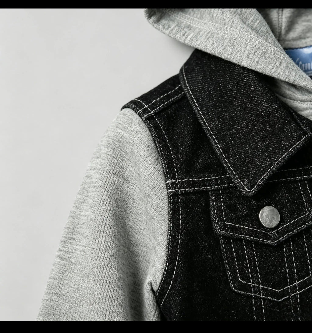 Black-Gray Denim knit jacket