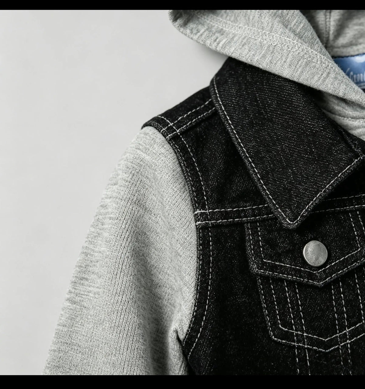 Black-Gray Denim knit jacket