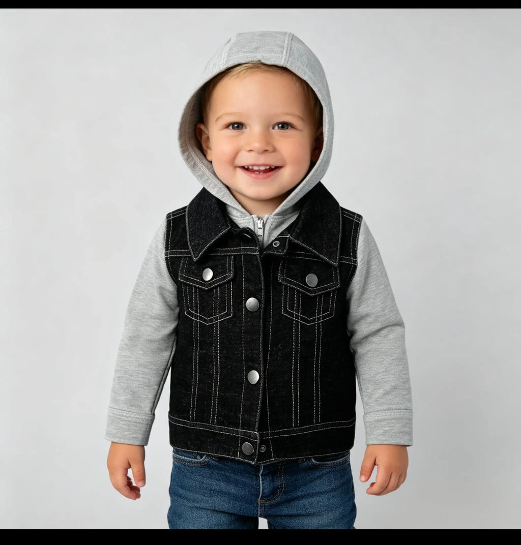 Black-Gray Denim knit jacket