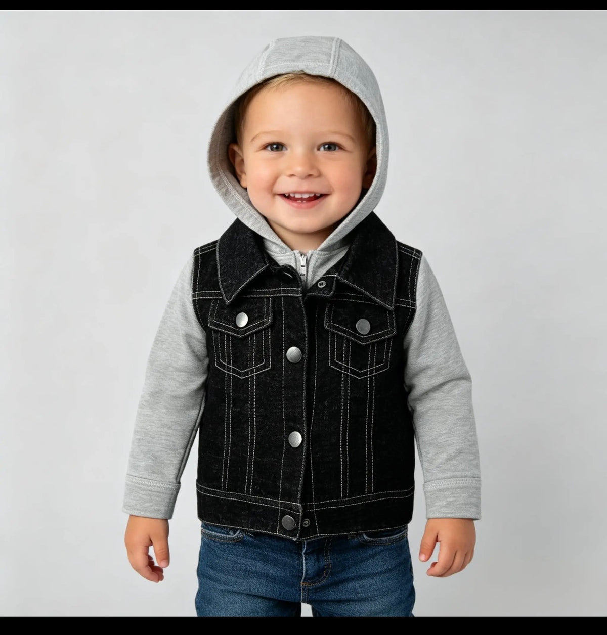 Black-Gray Denim knit jacket