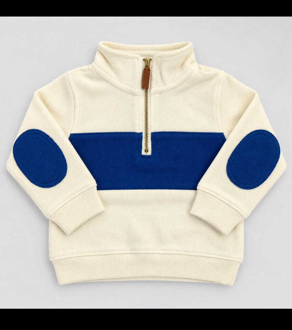White-Blue Quarter Zip Sweater