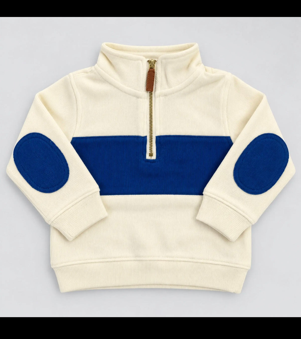 White-Blue Quarter Zip Sweater