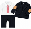 Navy Blue baby boy party Romper outfit