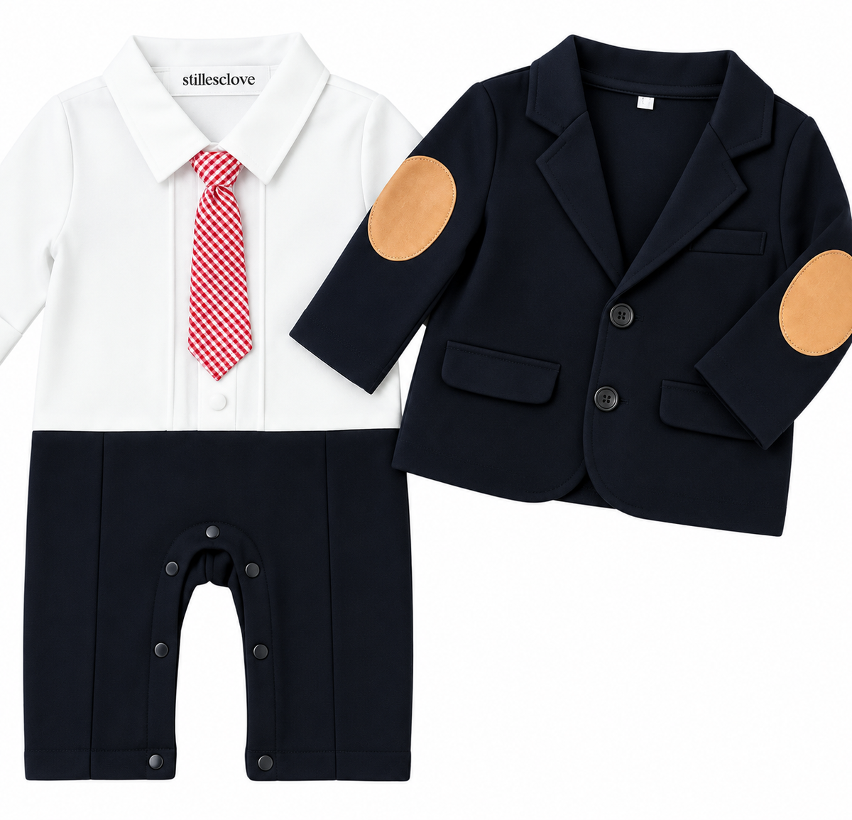 Navy Blue baby boy party Romper outfit