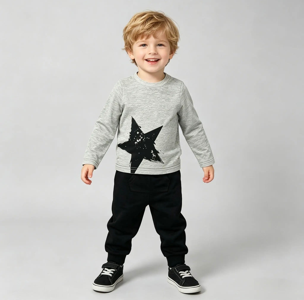 Gray- Star Boy long sleeve outfit