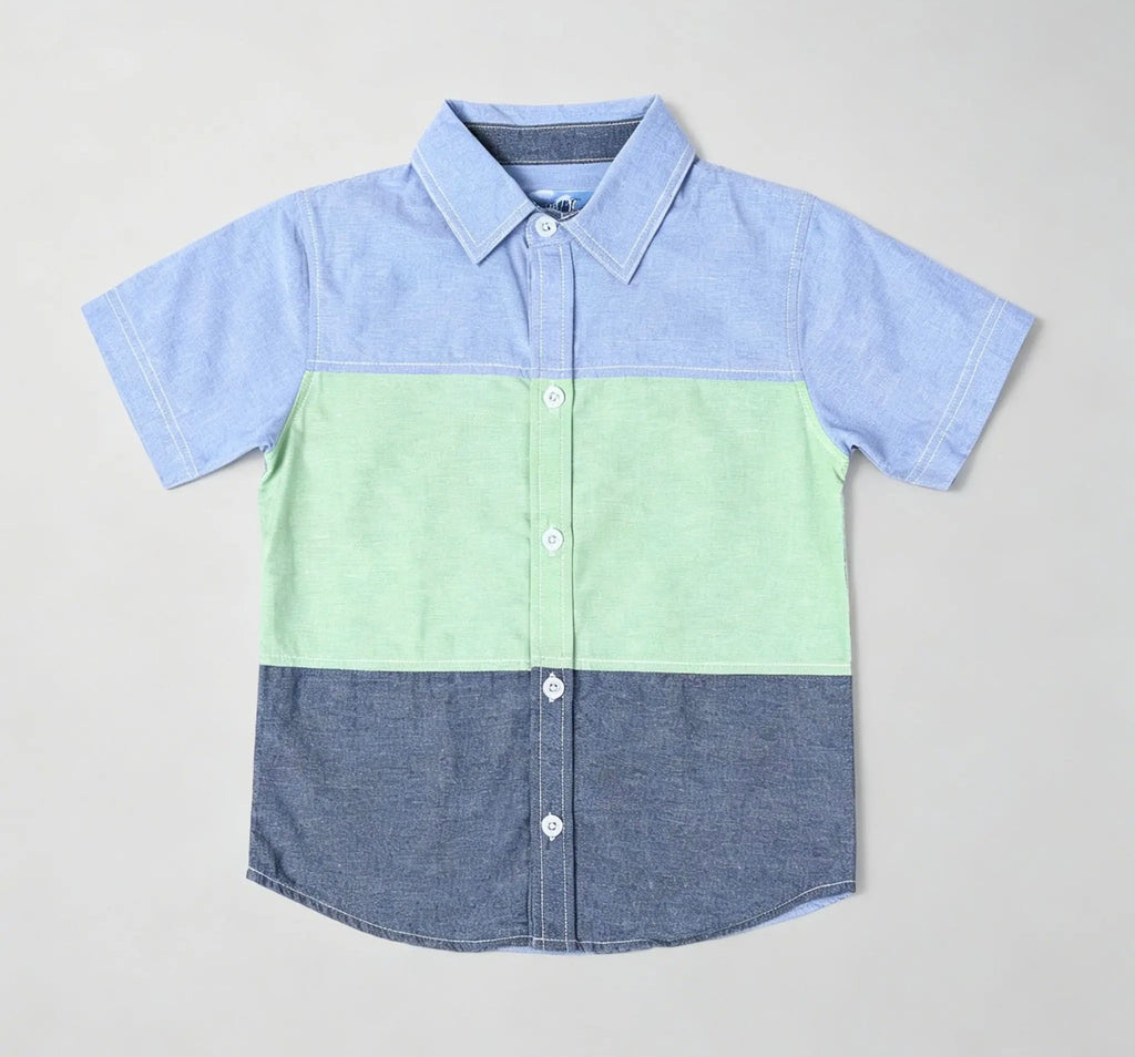 Color Block button-down shirt