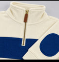 White-Blue Quarter Zip Sweater