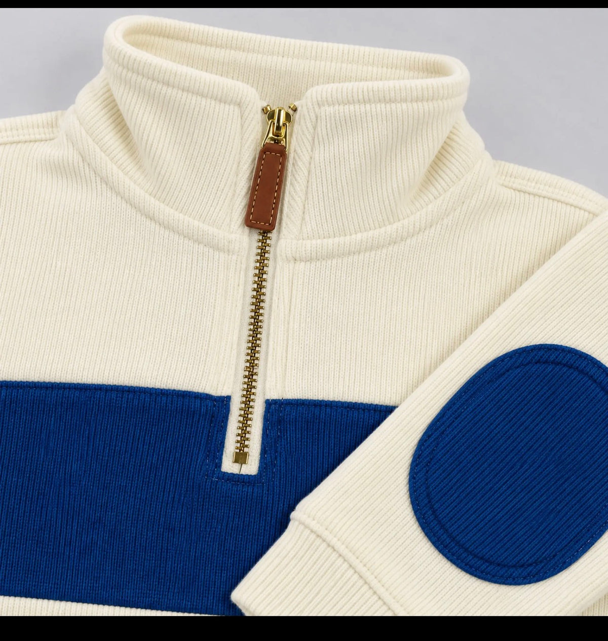 White-Blue Quarter Zip Sweater
