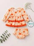 Ghost Printed Cute Ruffle Tunic and Baby Bloomers