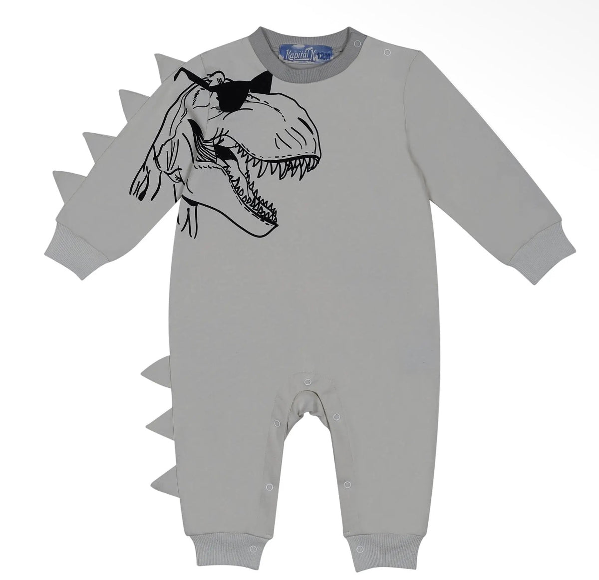 Gray-Dino Baby Romper
