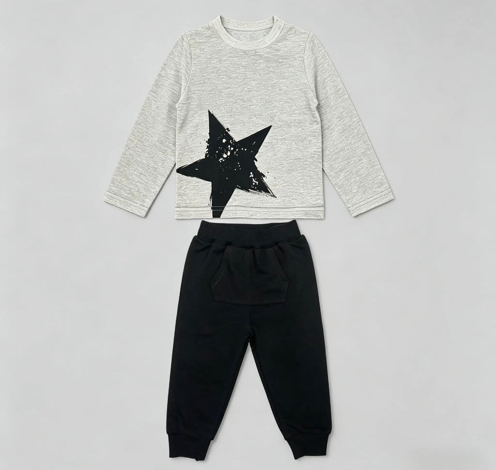 Gray- Star Boy long sleeve outfit