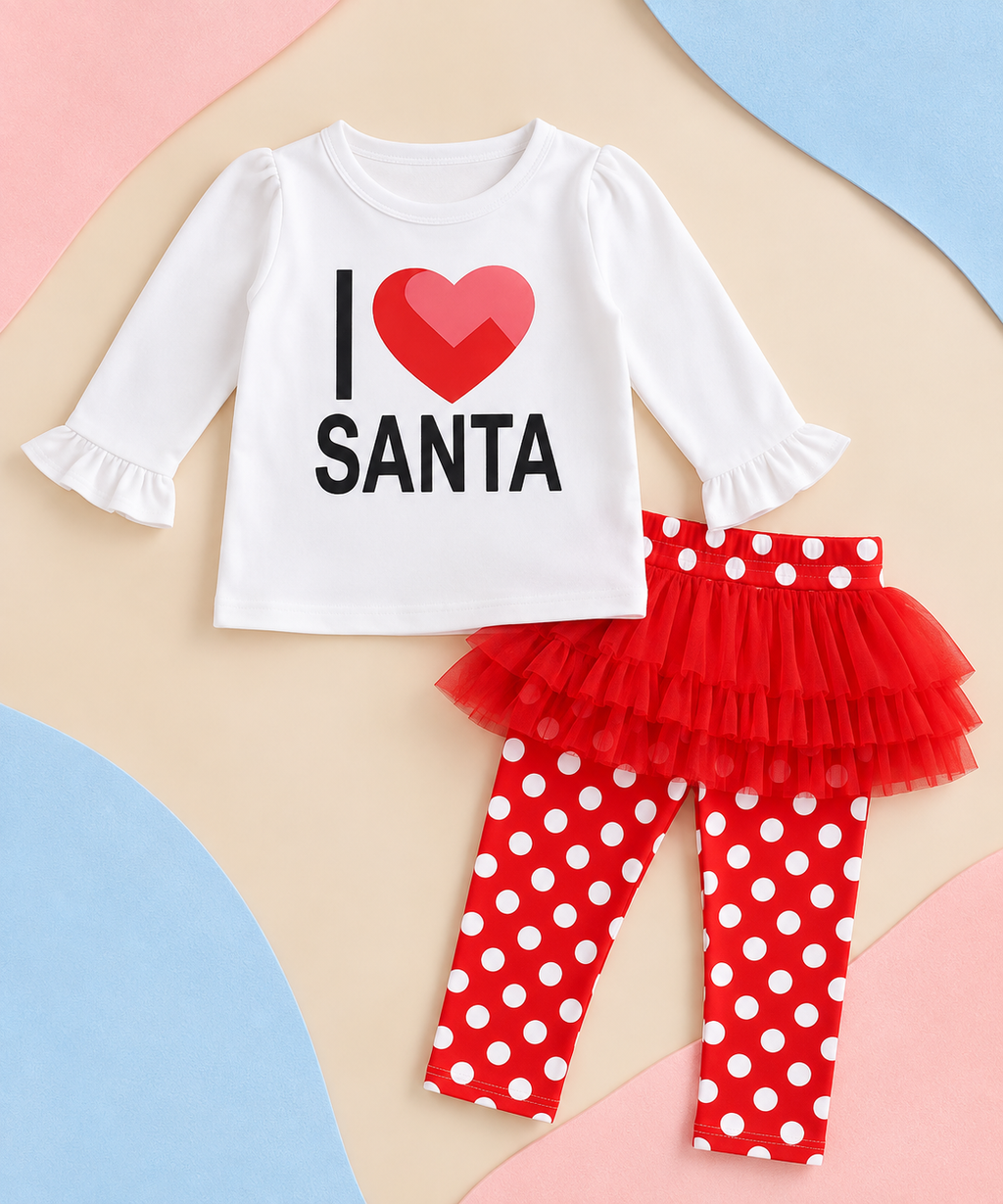 I love Santa- white and red girl 2 piece outfit
