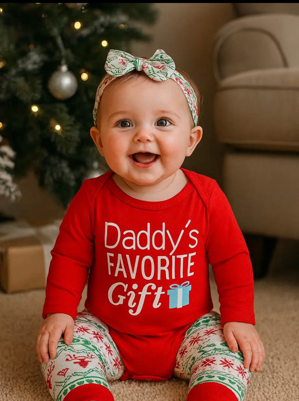Red-Christmas baby girl outfit
